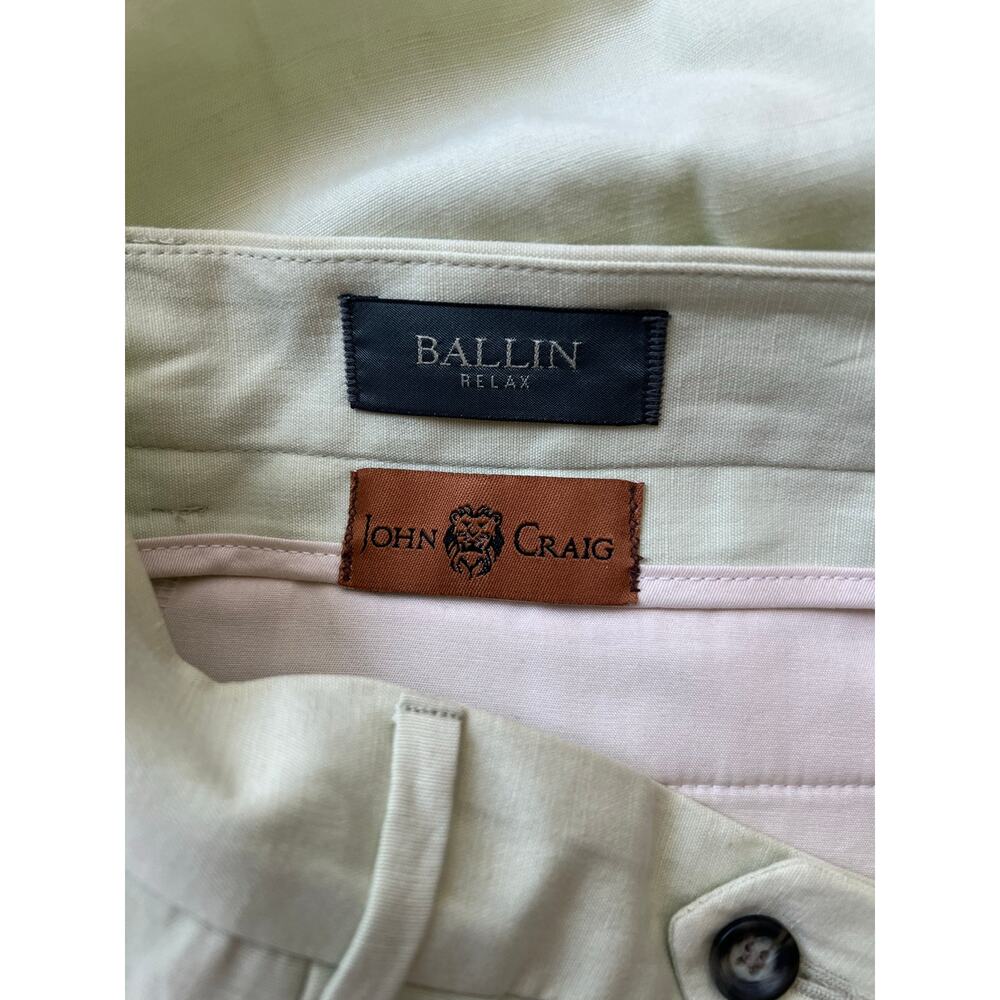 Ballin John Craig Relax Golf Shorts Tencel Linen Silk Light Green Size 36 SG - Picture 8 of 13
